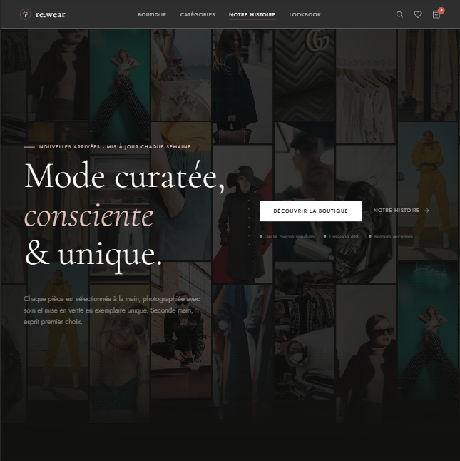 Capture d’écran de la boutique en ligne re:wear